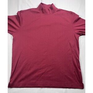 Scott Barber Men's L Large Mock Turtleneck Burgundy 100% Pima Cotton Knit
